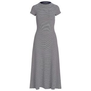 Polo Ralph Lauren Striped Ribbed Cotton Blend Dress White Newport Navy Stripe L